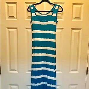 Calvin Klein teal and white tie dye maxi